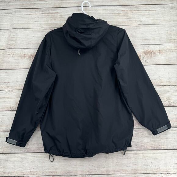Eddie Bauer WeatherEdge Fleece Lined Rain Jacket Mens M Black Removeable Hood - Picture 2 of 16